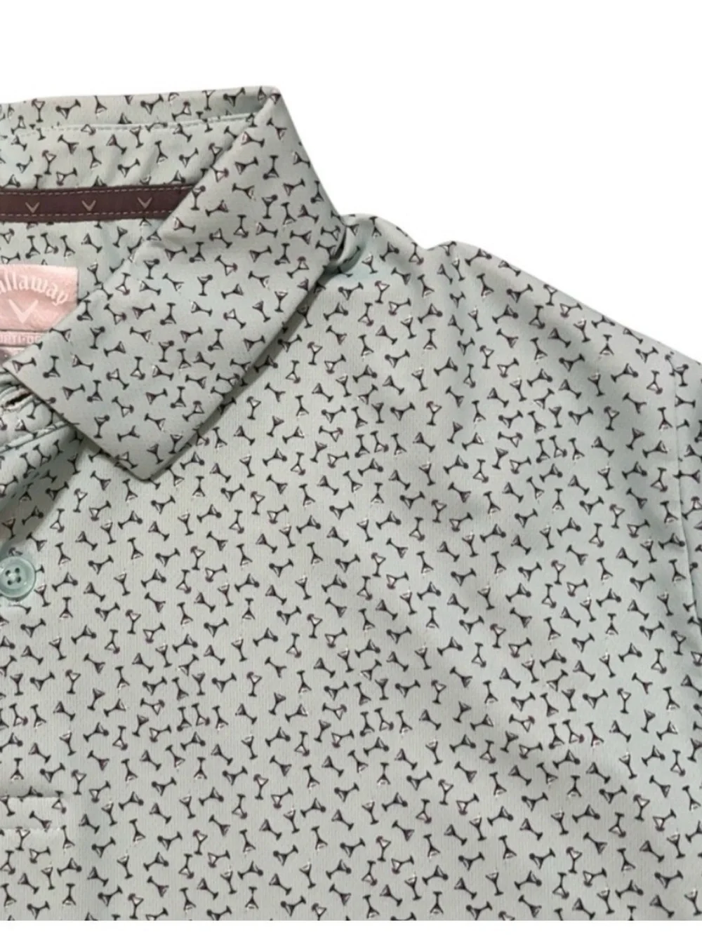 Callaway Men's Mint Green AOP Martini Coctail Printed Golf Performance Polo M